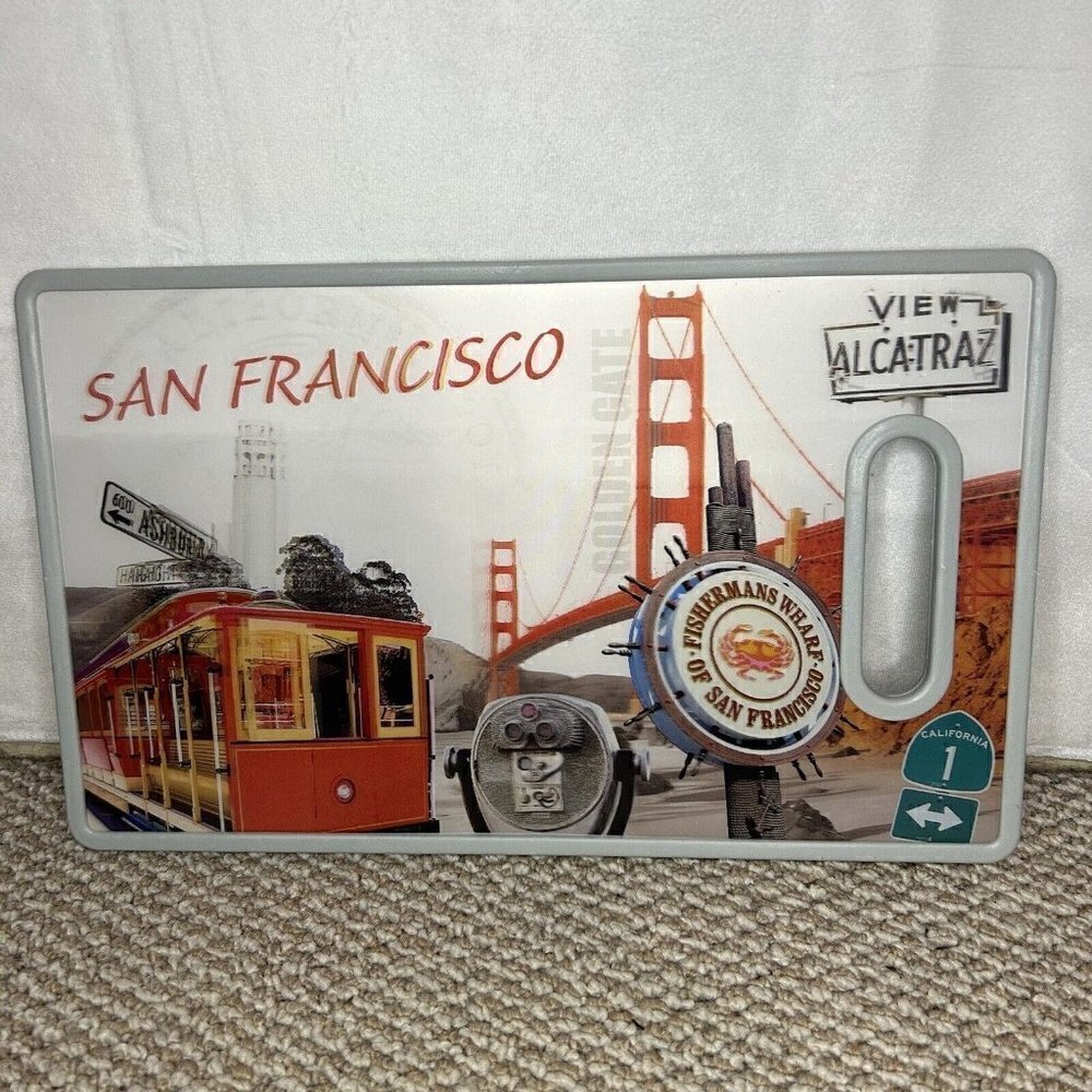 Cuisinart Cutting Board San Francisco Postcard Theme 14.5" x 9" Holographic